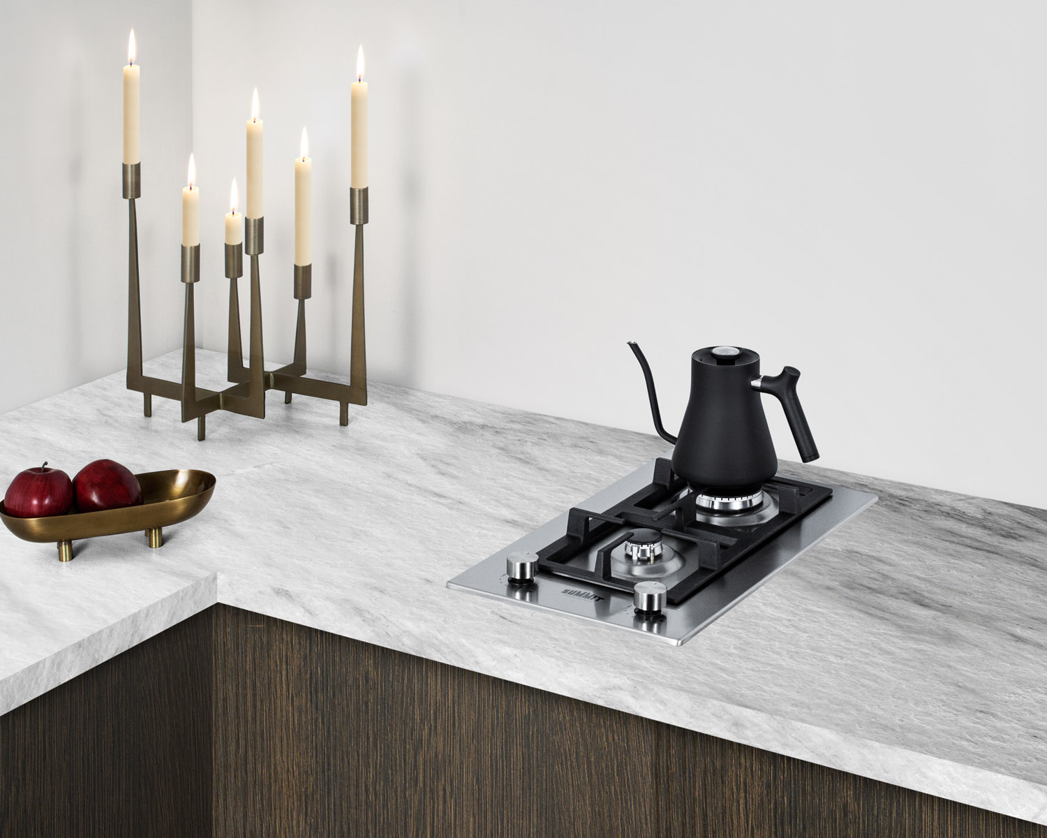 2-burner LP gas cooktop made in Italy with sealed burners, multiple heating outputs, a 304 grade stainless steel surface, and continuous cast iron grate